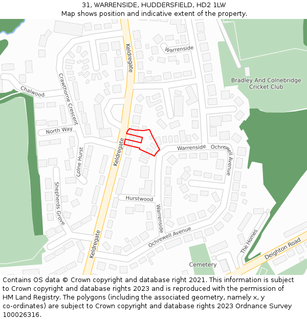 31, WARRENSIDE, HUDDERSFIELD, HD2 1LW: Location map and indicative extent of plot