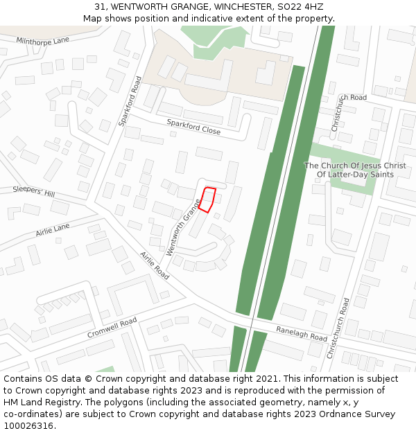 31, WENTWORTH GRANGE, WINCHESTER, SO22 4HZ: Location map and indicative extent of plot