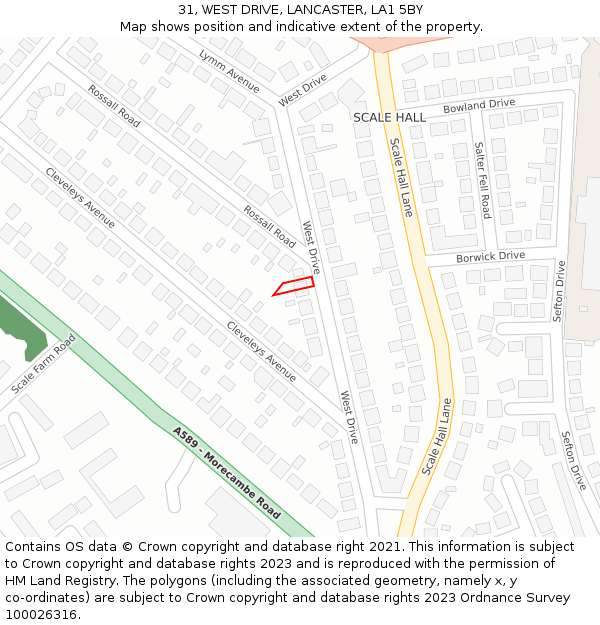 31, WEST DRIVE, LANCASTER, LA1 5BY: Location map and indicative extent of plot