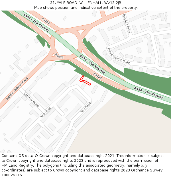 31, YALE ROAD, WILLENHALL, WV13 2JR: Location map and indicative extent of plot