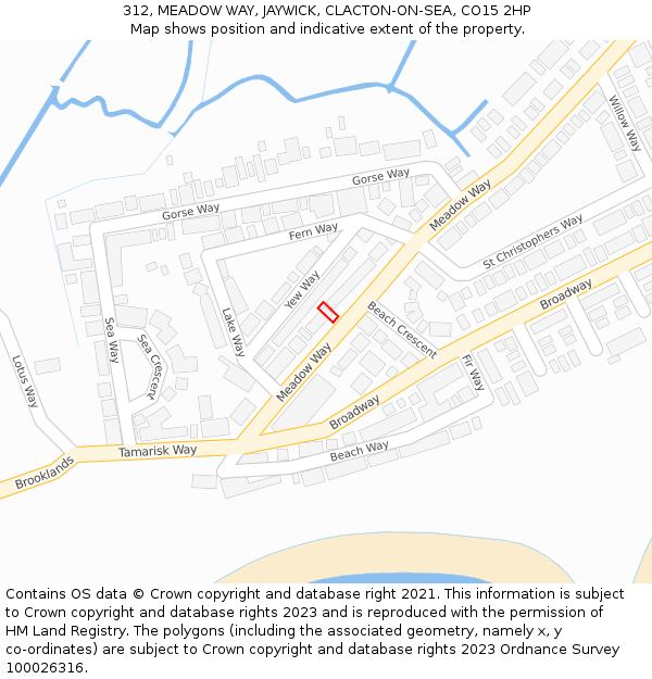 312, MEADOW WAY, JAYWICK, CLACTON-ON-SEA, CO15 2HP: Location map and indicative extent of plot