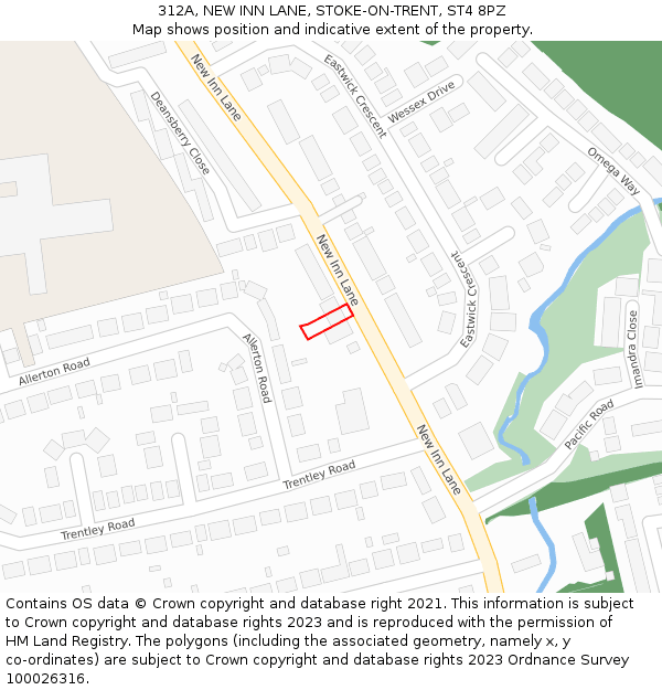 312A, NEW INN LANE, STOKE-ON-TRENT, ST4 8PZ: Location map and indicative extent of plot