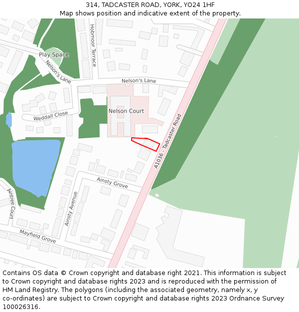 314, TADCASTER ROAD, YORK, YO24 1HF: Location map and indicative extent of plot