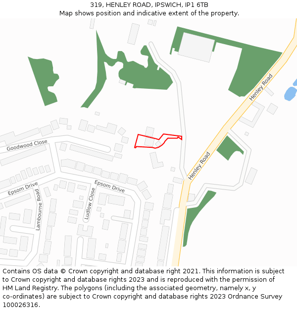 319, HENLEY ROAD, IPSWICH, IP1 6TB: Location map and indicative extent of plot