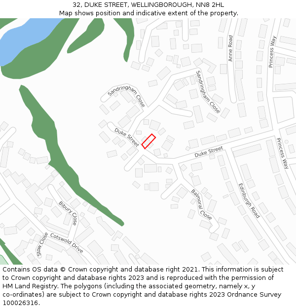 32, DUKE STREET, WELLINGBOROUGH, NN8 2HL: Location map and indicative extent of plot