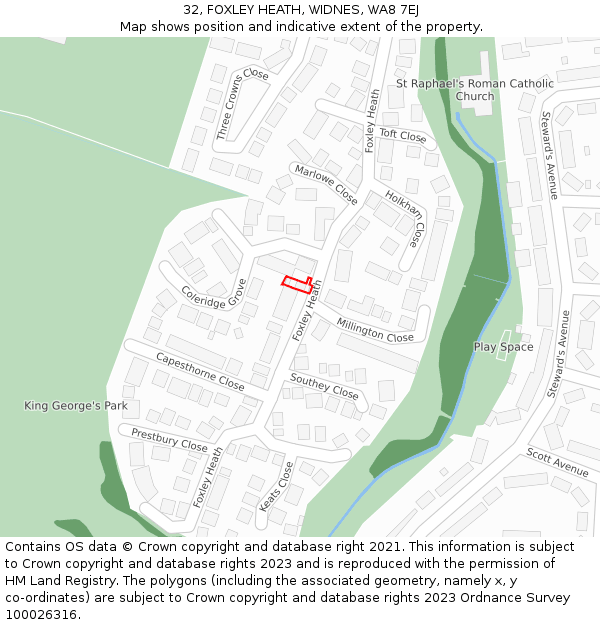 32, FOXLEY HEATH, WIDNES, WA8 7EJ: Location map and indicative extent of plot