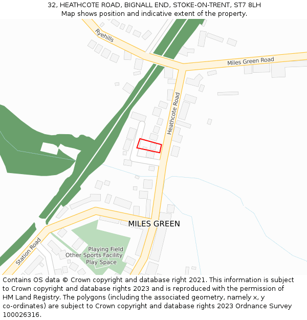 32, HEATHCOTE ROAD, BIGNALL END, STOKE-ON-TRENT, ST7 8LH: Location map and indicative extent of plot