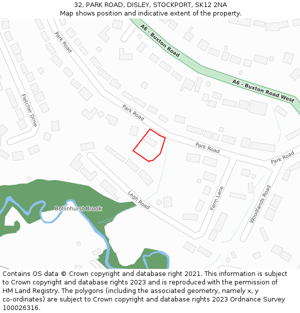 32, PARK ROAD, DISLEY, STOCKPORT, SK12 2NA: Location map and indicative extent of plot