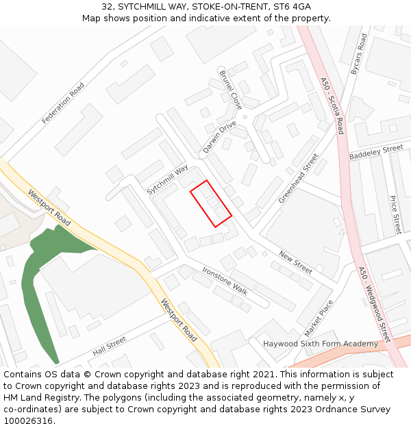 32, SYTCHMILL WAY, STOKE-ON-TRENT, ST6 4GA: Location map and indicative extent of plot