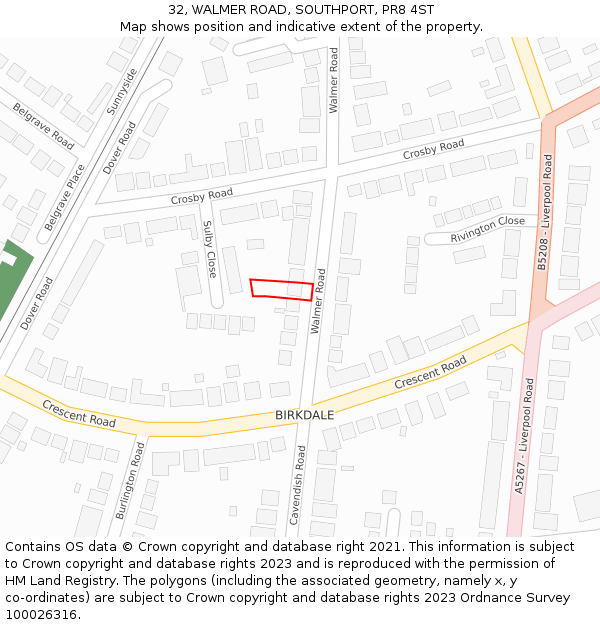 32, WALMER ROAD, SOUTHPORT, PR8 4ST: Location map and indicative extent of plot