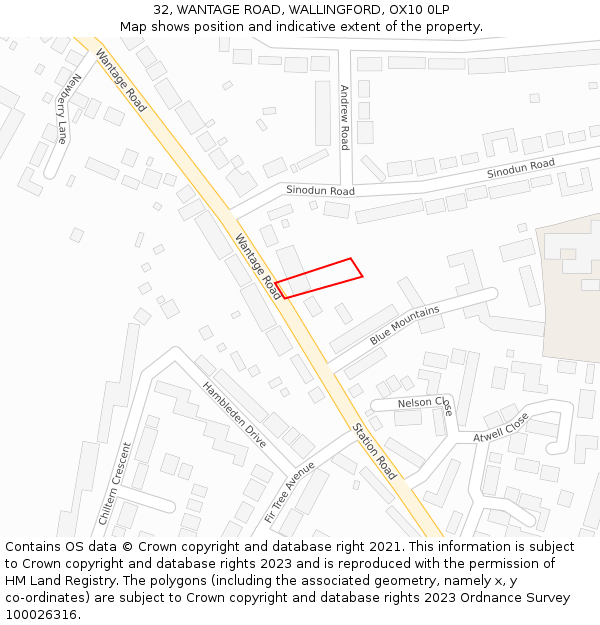 32, WANTAGE ROAD, WALLINGFORD, OX10 0LP: Location map and indicative extent of plot