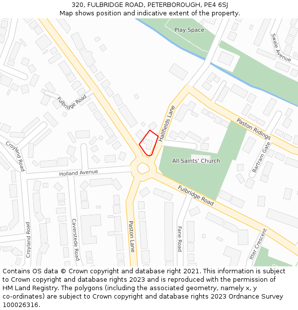 320, FULBRIDGE ROAD, PETERBOROUGH, PE4 6SJ: Location map and indicative extent of plot