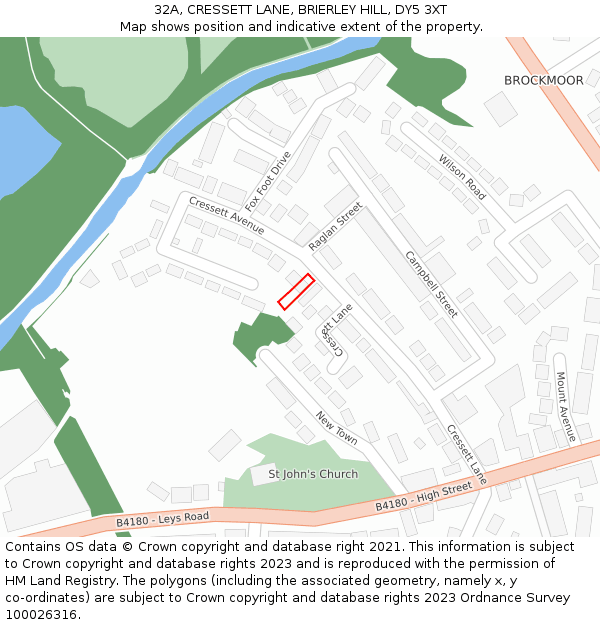 32A, CRESSETT LANE, BRIERLEY HILL, DY5 3XT: Location map and indicative extent of plot