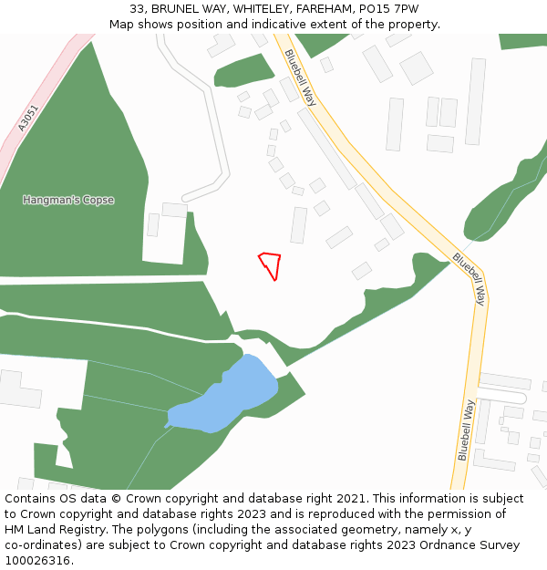 33, BRUNEL WAY, WHITELEY, FAREHAM, PO15 7PW: Location map and indicative extent of plot