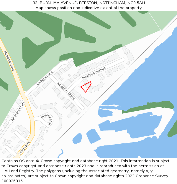 33, BURNHAM AVENUE, BEESTON, NOTTINGHAM, NG9 5AH: Location map and indicative extent of plot