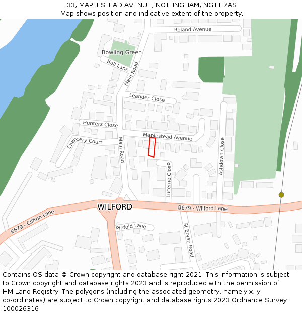 33, MAPLESTEAD AVENUE, NOTTINGHAM, NG11 7AS: Location map and indicative extent of plot