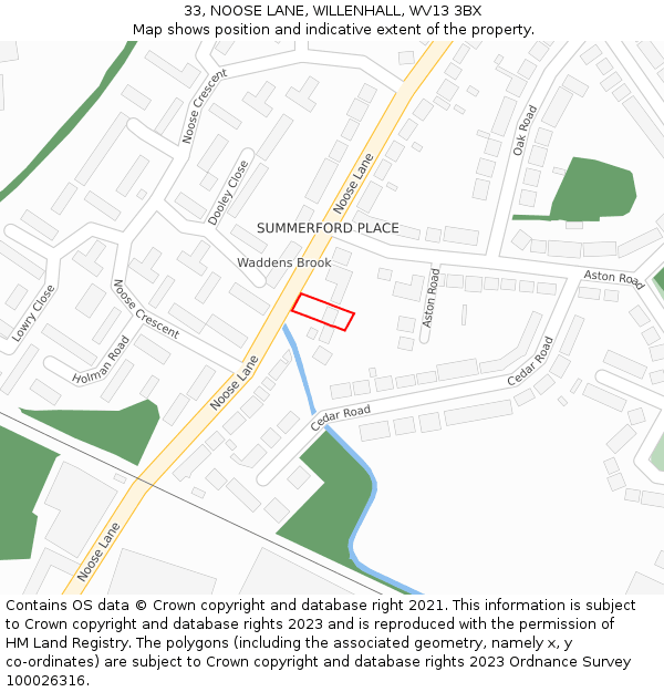 33, NOOSE LANE, WILLENHALL, WV13 3BX: Location map and indicative extent of plot