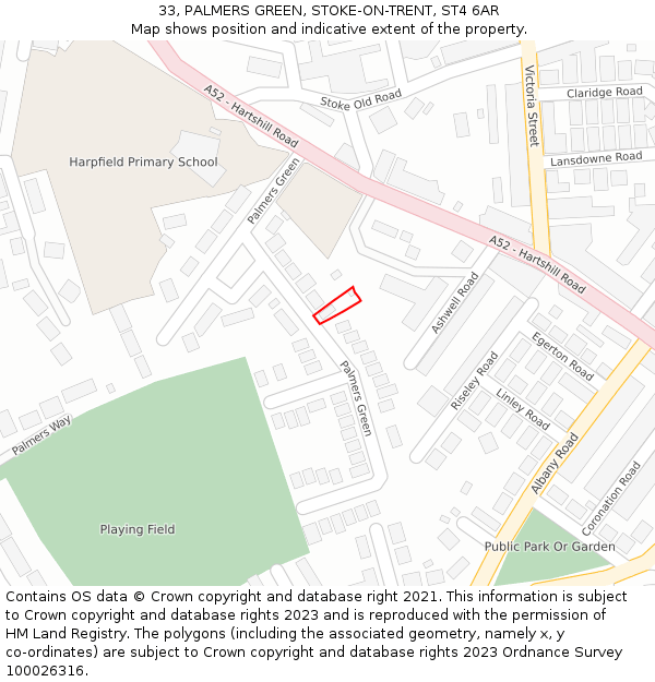 33, PALMERS GREEN, STOKE-ON-TRENT, ST4 6AR: Location map and indicative extent of plot