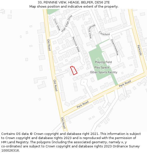 33, PENNINE VIEW, HEAGE, BELPER, DE56 2TE: Location map and indicative extent of plot