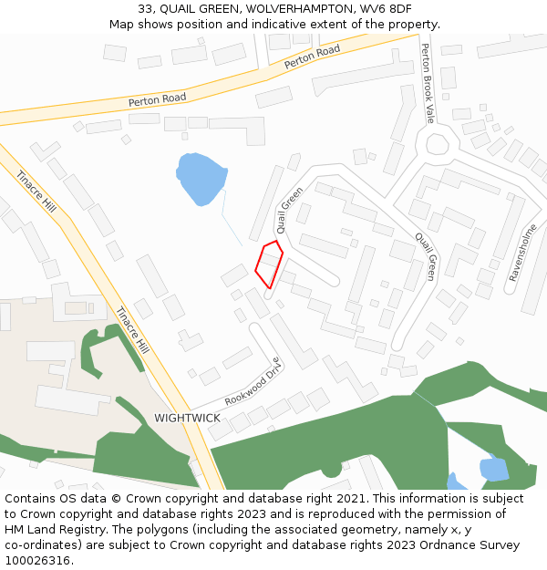 33, QUAIL GREEN, WOLVERHAMPTON, WV6 8DF: Location map and indicative extent of plot