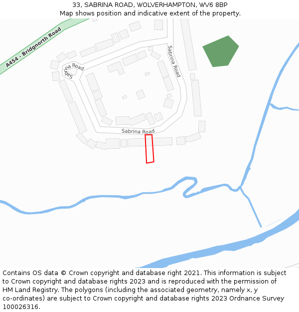 33, SABRINA ROAD, WOLVERHAMPTON, WV6 8BP: Location map and indicative extent of plot