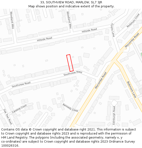 33, SOUTHVIEW ROAD, MARLOW, SL7 3JR: Location map and indicative extent of plot