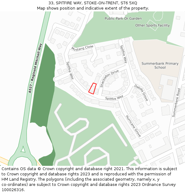 33, SPITFIRE WAY, STOKE-ON-TRENT, ST6 5XQ: Location map and indicative extent of plot