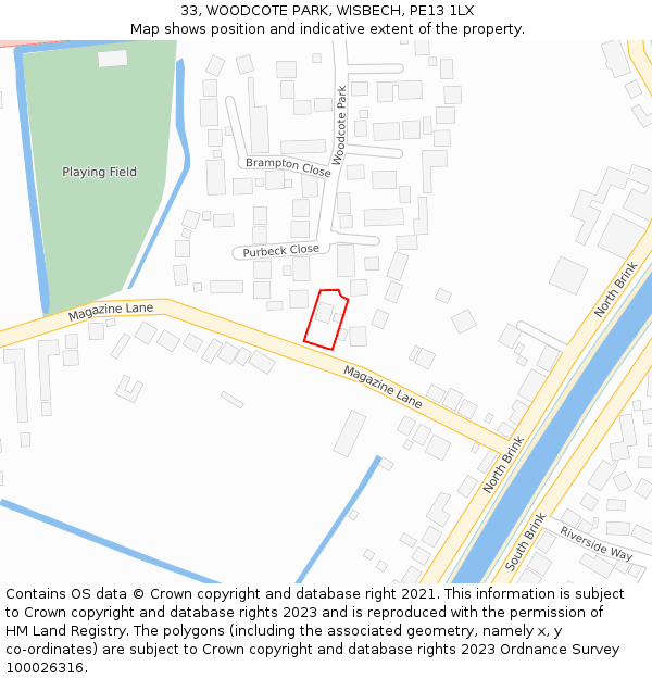 33, WOODCOTE PARK, WISBECH, PE13 1LX: Location map and indicative extent of plot