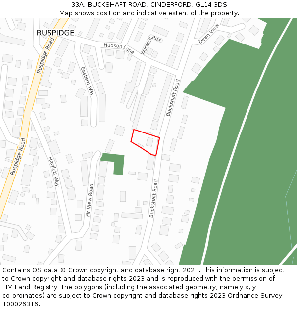 33A, BUCKSHAFT ROAD, CINDERFORD, GL14 3DS: Location map and indicative extent of plot