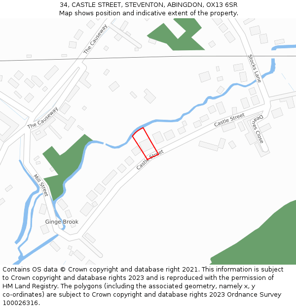34, CASTLE STREET, STEVENTON, ABINGDON, OX13 6SR: Location map and indicative extent of plot