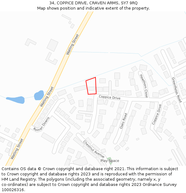 34, COPPICE DRIVE, CRAVEN ARMS, SY7 9RQ: Location map and indicative extent of plot