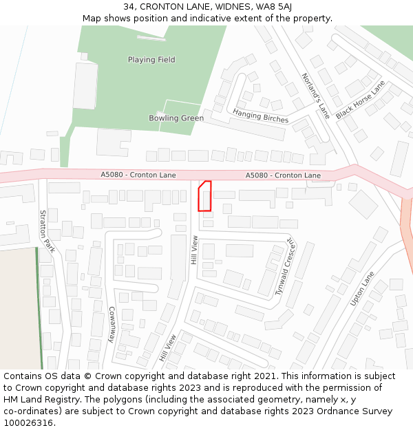 34, CRONTON LANE, WIDNES, WA8 5AJ: Location map and indicative extent of plot