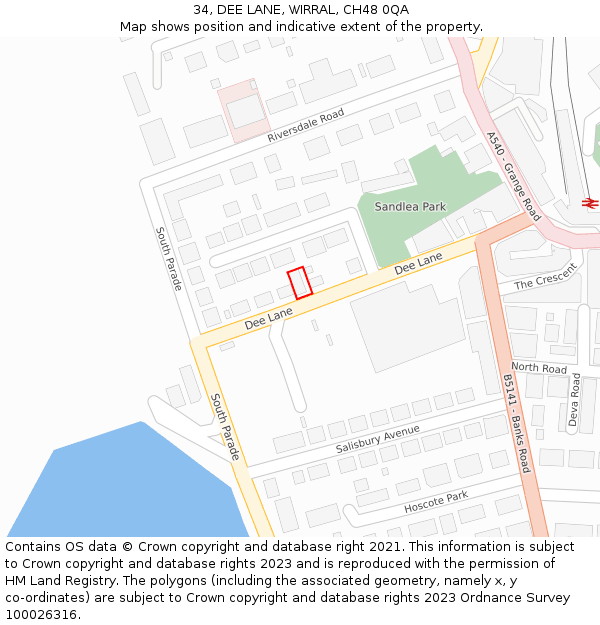 34, DEE LANE, WIRRAL, CH48 0QA: Location map and indicative extent of plot