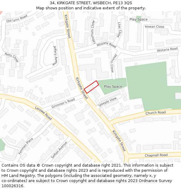 34, KIRKGATE STREET, WISBECH, PE13 3QS: Location map and indicative extent of plot