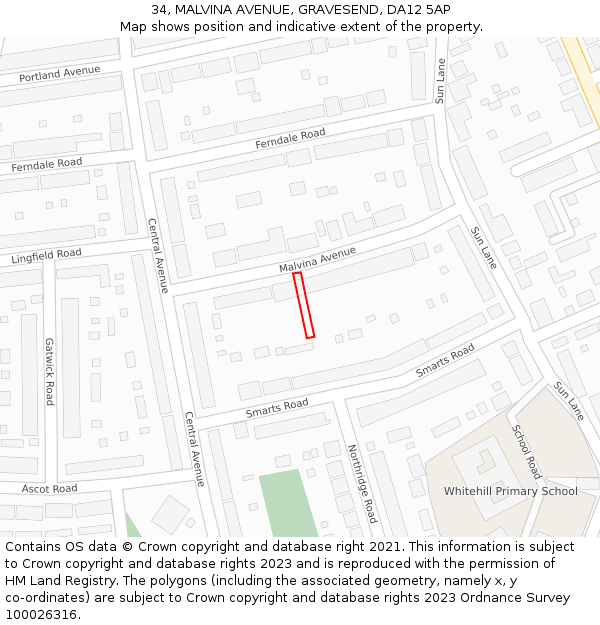 34, MALVINA AVENUE, GRAVESEND, DA12 5AP: Location map and indicative extent of plot