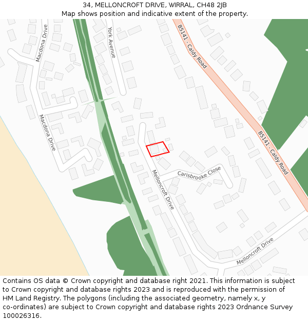 34, MELLONCROFT DRIVE, WIRRAL, CH48 2JB: Location map and indicative extent of plot