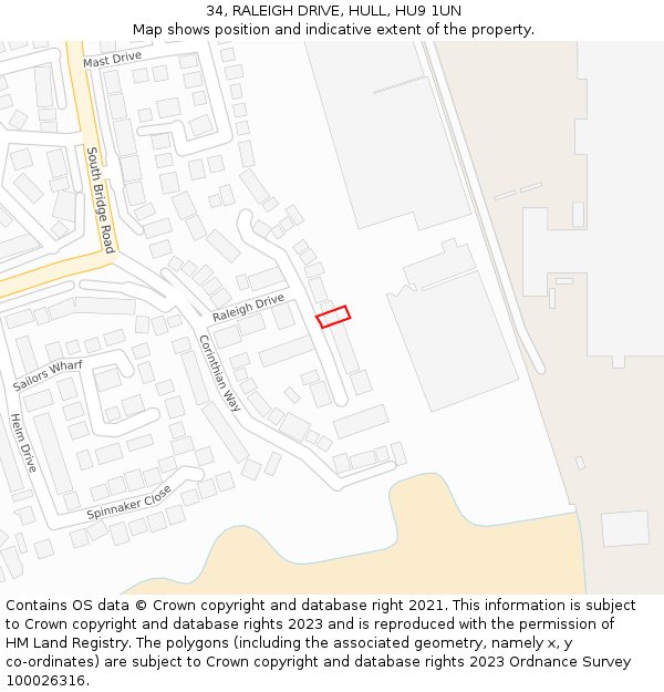 34, RALEIGH DRIVE, HULL, HU9 1UN: Location map and indicative extent of plot