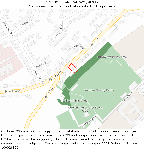 34, SCHOOL LANE, WELWYN, AL6 9PH: Location map and indicative extent of plot