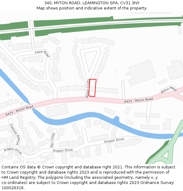 340, MYTON ROAD, LEAMINGTON SPA, CV31 3NY: Location map and indicative extent of plot