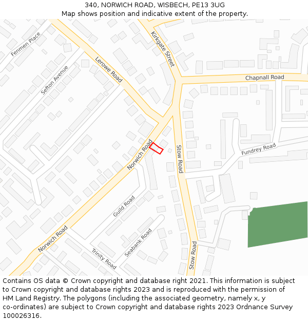 340, NORWICH ROAD, WISBECH, PE13 3UG: Location map and indicative extent of plot