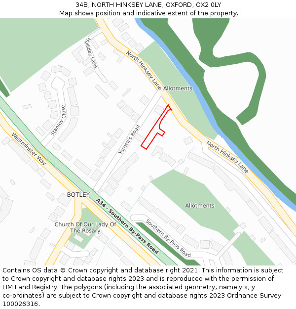 34B, NORTH HINKSEY LANE, OXFORD, OX2 0LY: Location map and indicative extent of plot