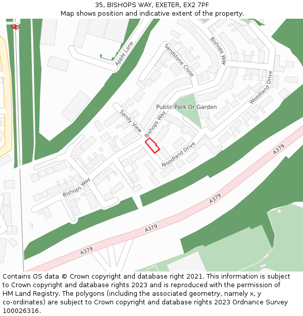 35, BISHOPS WAY, EXETER, EX2 7PF: Location map and indicative extent of plot