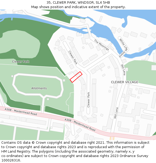 35, CLEWER PARK, WINDSOR, SL4 5HB: Location map and indicative extent of plot