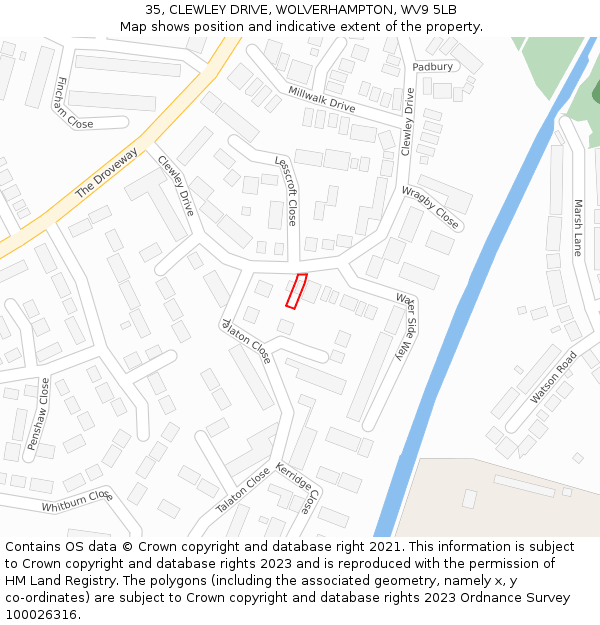 35, CLEWLEY DRIVE, WOLVERHAMPTON, WV9 5LB: Location map and indicative extent of plot