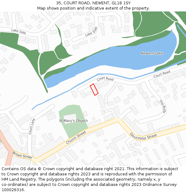 35, COURT ROAD, NEWENT, GL18 1SY: Location map and indicative extent of plot