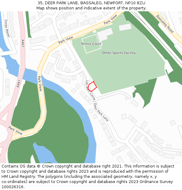 35, DEER PARK LANE, BASSALEG, NEWPORT, NP10 8ZU: Location map and indicative extent of plot