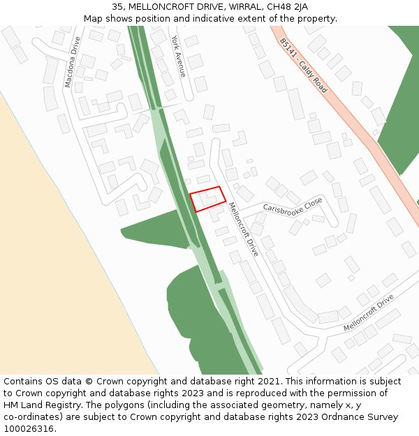 35, MELLONCROFT DRIVE, WIRRAL, CH48 2JA: Location map and indicative extent of plot