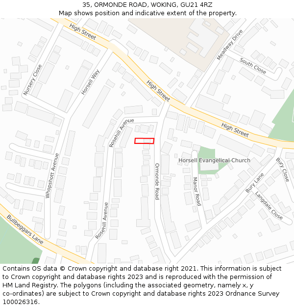 35, ORMONDE ROAD, WOKING, GU21 4RZ: Location map and indicative extent of plot