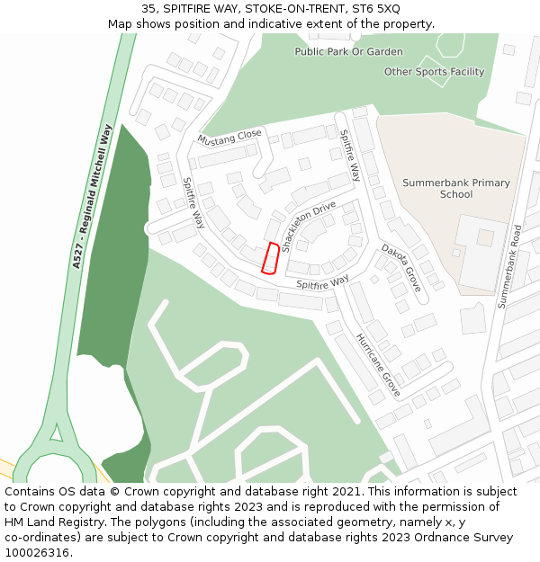 35, SPITFIRE WAY, STOKE-ON-TRENT, ST6 5XQ: Location map and indicative extent of plot