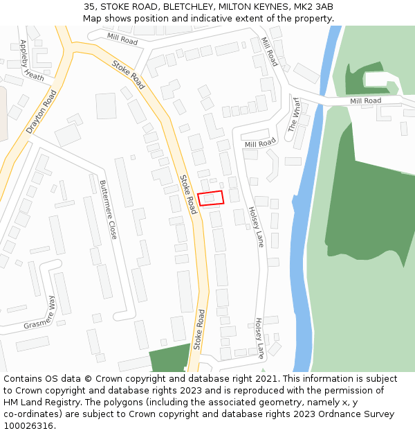35, STOKE ROAD, BLETCHLEY, MILTON KEYNES, MK2 3AB: Location map and indicative extent of plot
